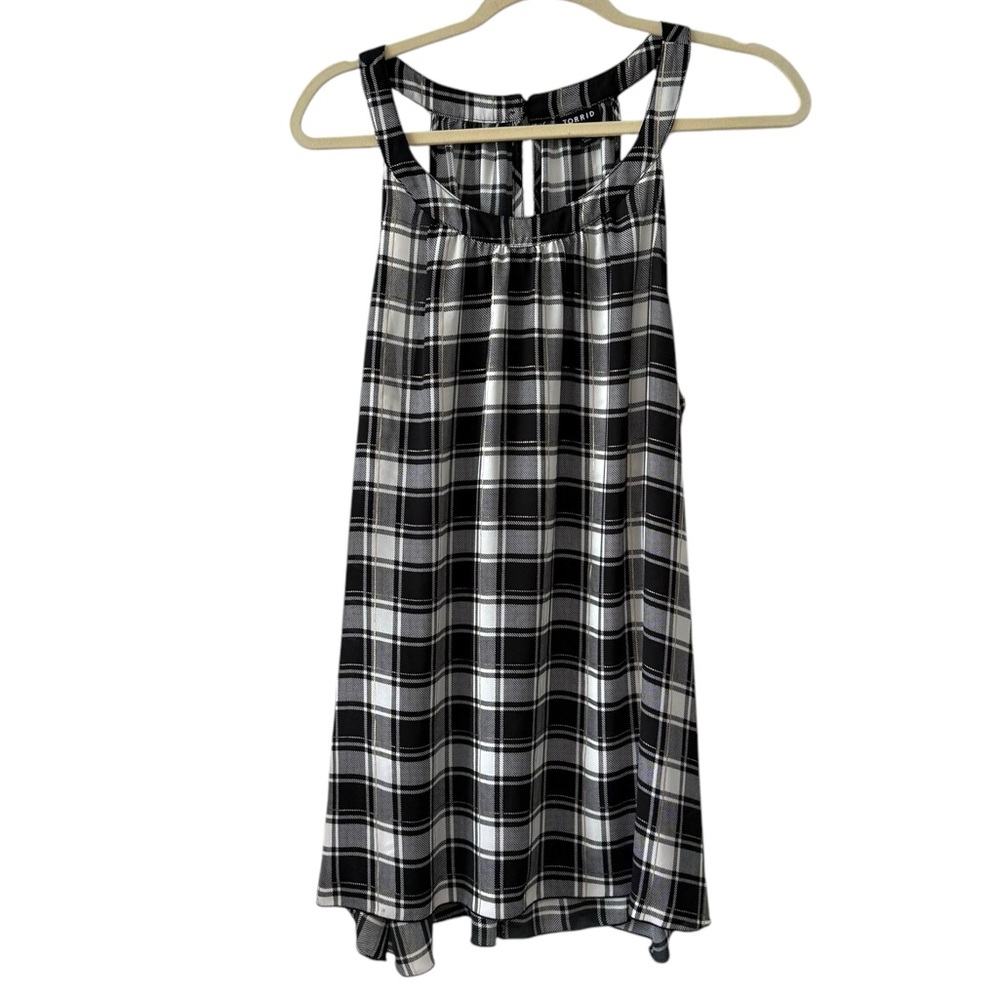 Torrid Black & White Plaid Metallic Accent Sleeveless Top - Size 1X